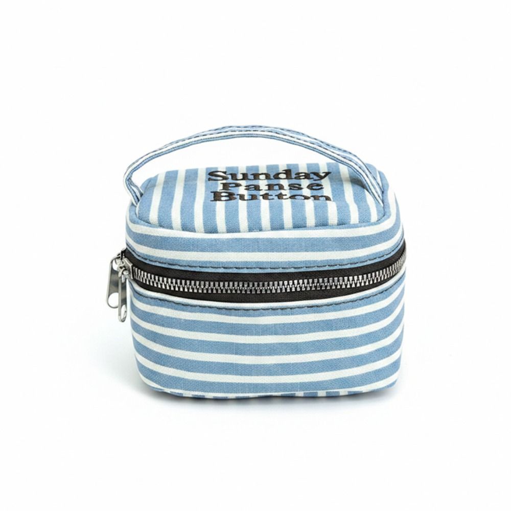 Cosmetic Bags - Draagbare, blauw-wit gestreepte, vierkante opbergdoos met