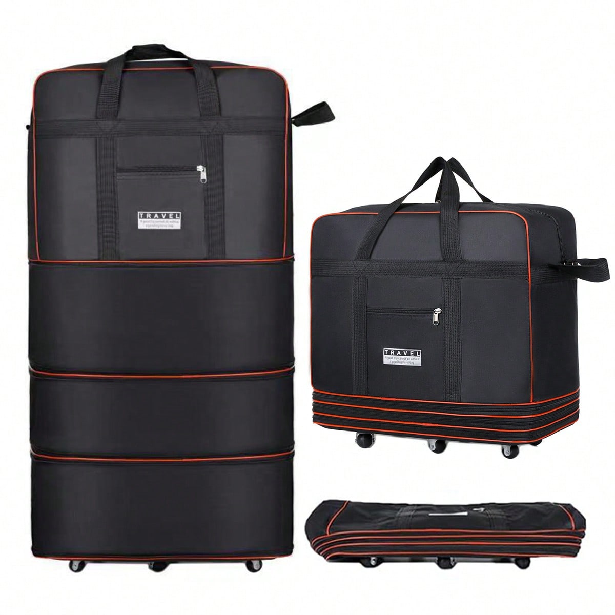 Zwarte, inklapbare reistas met - Foldable Rolling Luggage Bag recensie en prijs