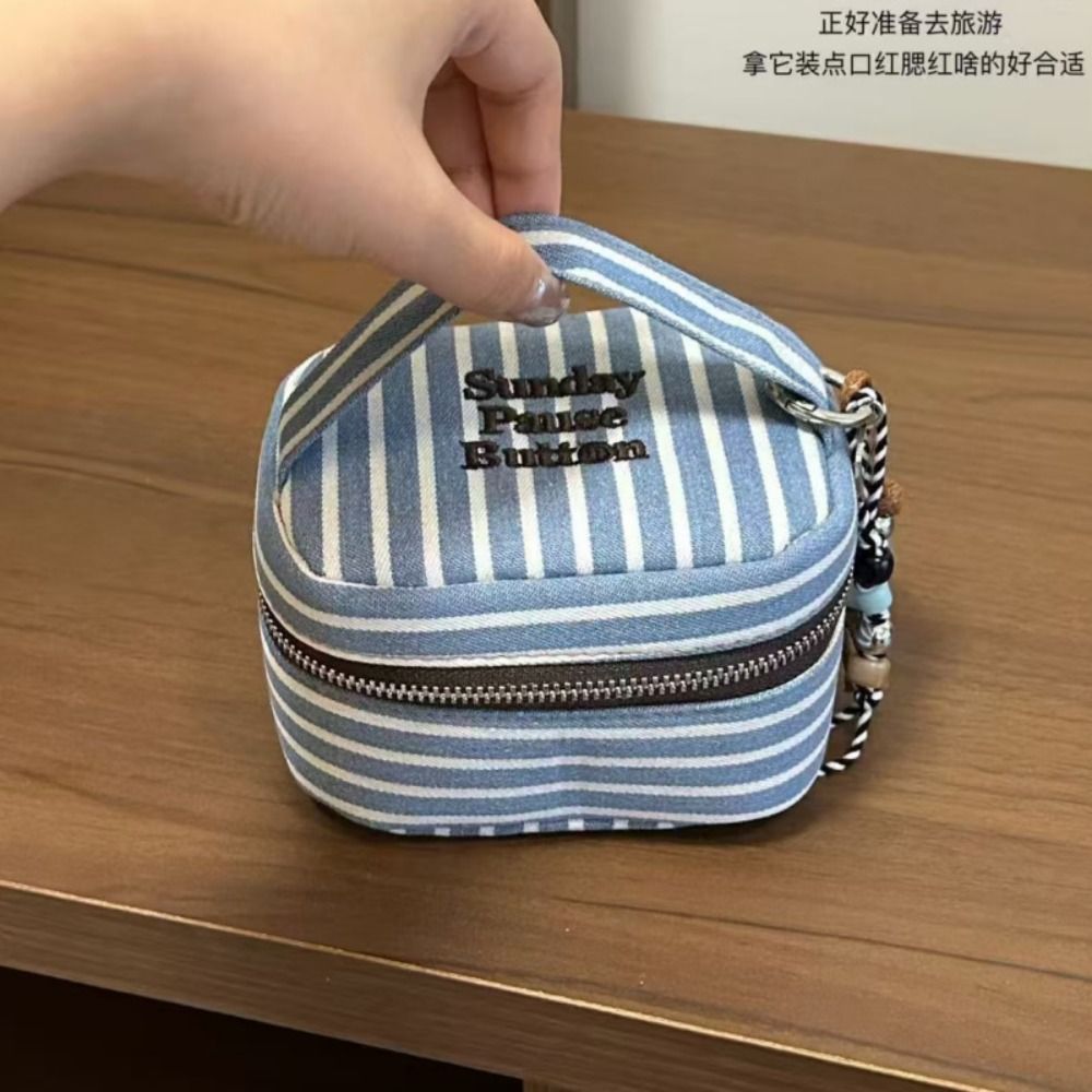 Draagbare, blauw-wit gestreept - Cosmetic Bags recensie en prijs