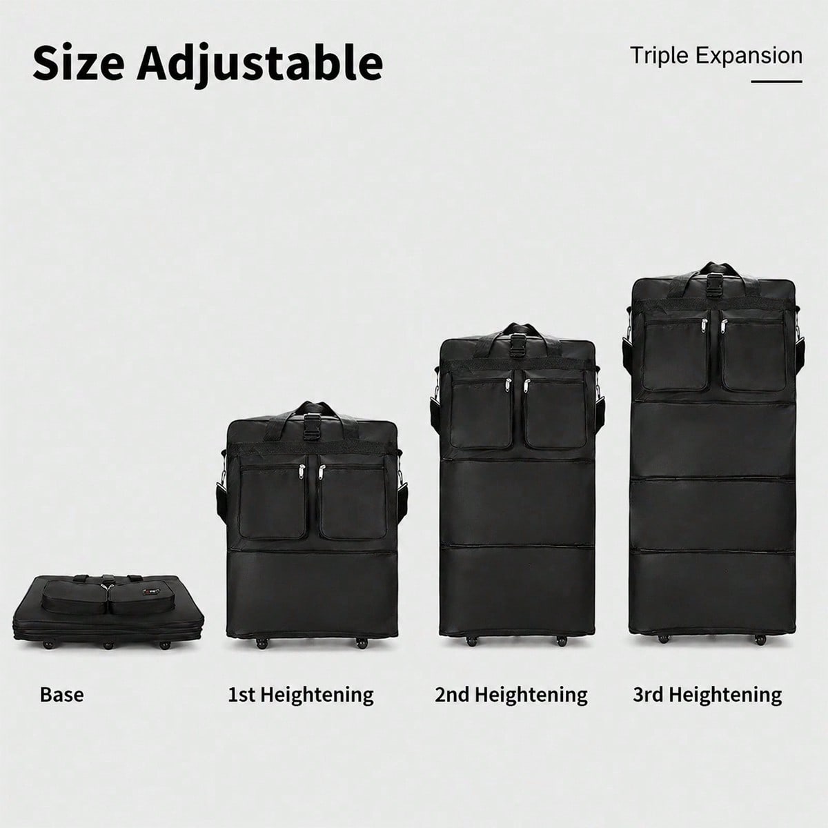 Zwarte reistas met wielen, uit - Foldable Rolling Luggage Bag recensie en prijs